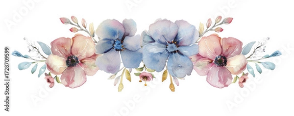 Fototapeta Beautiful floral arrangement with soft pastel hues on a transparent background for decorative purposes