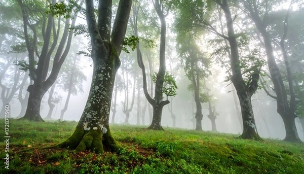 Obraz Misty beech forest