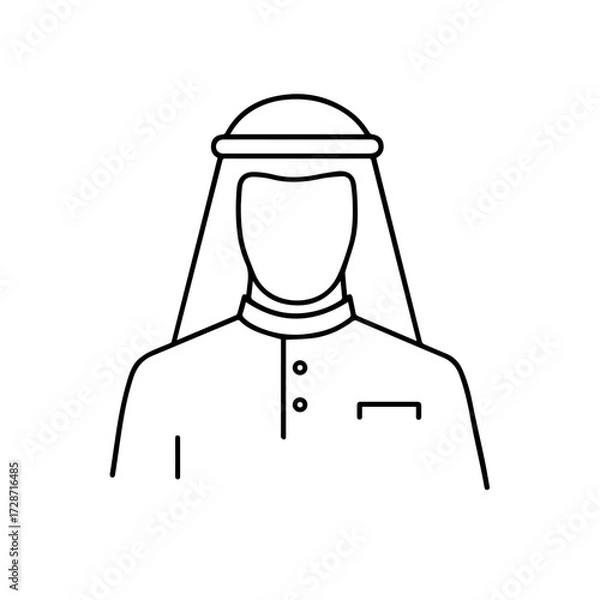 Obraz Arab man line icon isolated on white background vector 