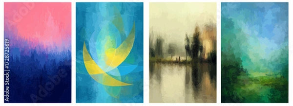 Fototapeta Vector pattern set of dreamy summer haze abstract background