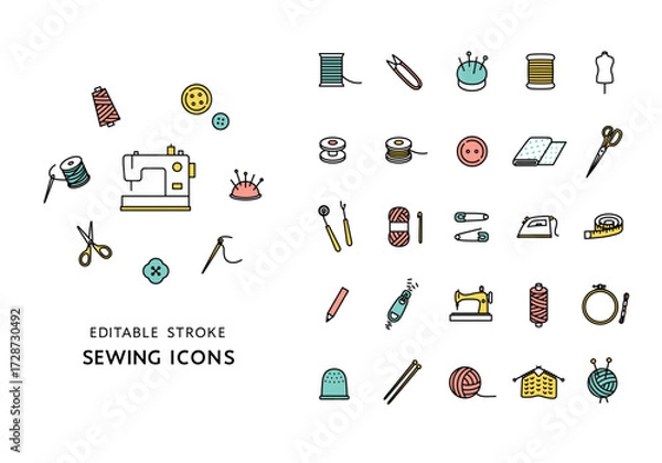 Obraz 裁縫・手芸にまつわるアイコンセット