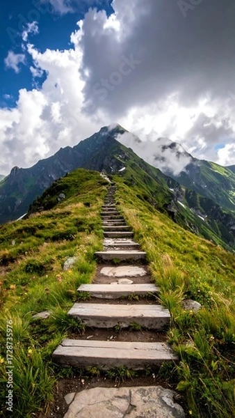 Obraz Mountain path, steps to summit