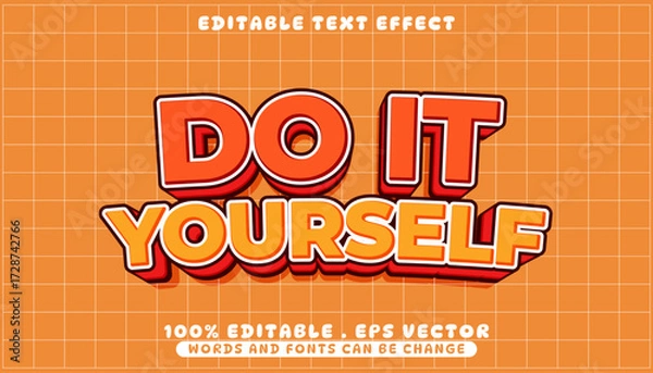 Fototapeta DO IT YOURSELF Editable Text Effect with 3D Style and Orange Grid Background