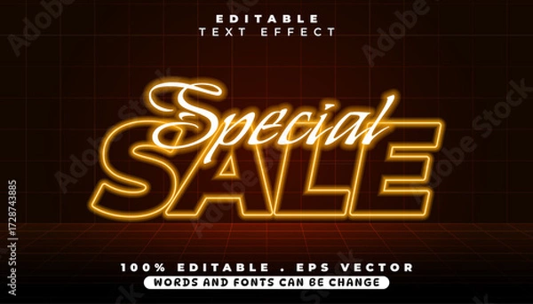 Fototapeta Special Sale Editable Text Effect with Neon Glow - Graphic Design Resource