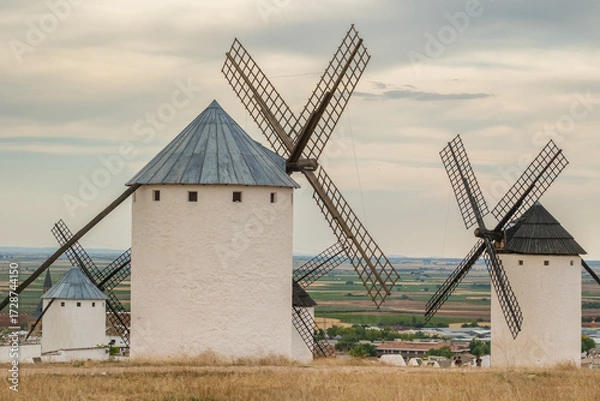 Fototapeta Aerial view of the windmills of Campo de Criptana, Castilla-La Mancha, Spain.