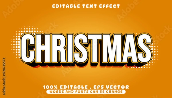 Fototapeta Bold Christmas editable text effect vector template for festive holiday typography and seasonal graphic design projects, easily customizable