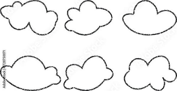 Obraz Hand Drawn Cloud Shapes in Black and White for Design Elements