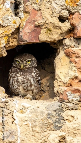 Fototapeta Owl in stone crevice