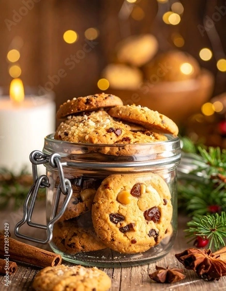 Fototapeta Festive cookies in a jar