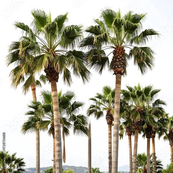 Fototapeta Palm trees against a pale sky
