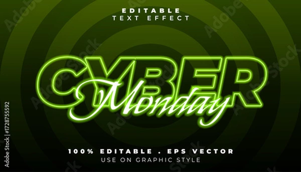 Fototapeta Cyber Monday Neon Text Effect for Online Shopping and Sale Promotions