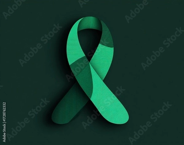Fototapeta Dynamic vector illustration of a green ribbon for men, perfect for celebrating achievements, supporting causes, or adding a touch of elegance.