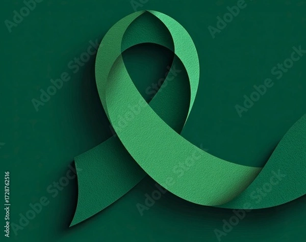 Fototapeta Professional vector illustration of a green ribbon for men, perfect for awareness campaigns, events, and stylish branding with a modern design.