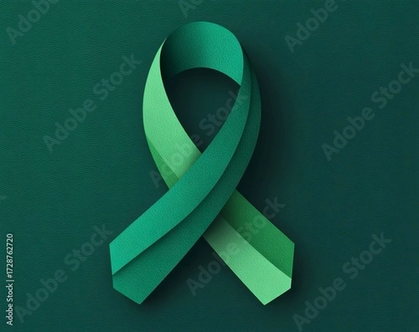 Fototapeta Vibrant green ribbon design for men, perfect for awareness campaigns, supporting causes, or adding a touch of style and solidarity.