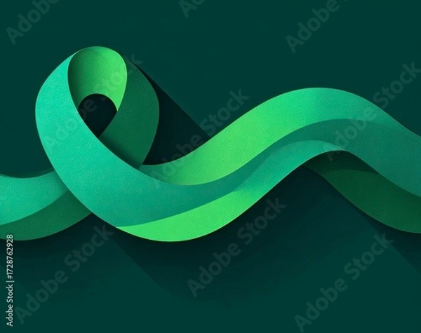 Fototapeta Dynamic vector illustration of a green ribbon for men, symbolizing support, awareness, and solidarity, perfect for design projects and campaigns