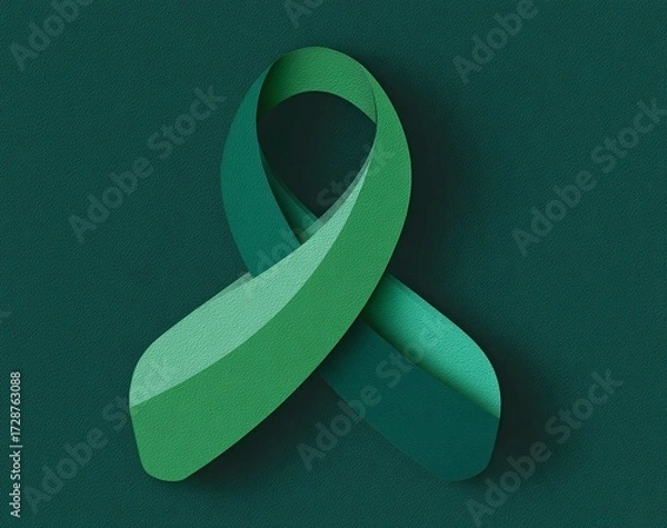 Fototapeta Dynamic vector illustration of a green ribbon, perfect for celebrating achievements, supporting causes, or adding a touch of elegance to any design project