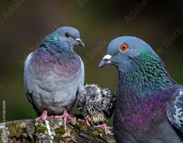 Fototapeta Pigeons with young