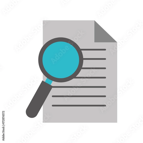 Fototapeta office business paper and magnifier work image vector illustration