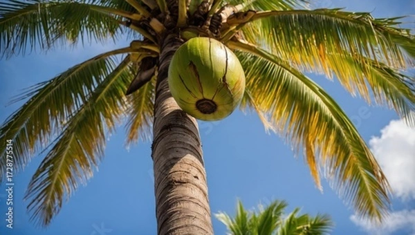 Fototapeta coconuts on a palm tree