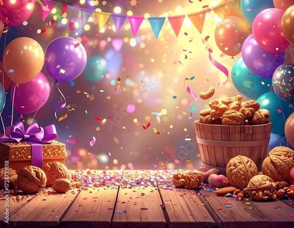 Fototapeta Festive party scene with nuts (1)