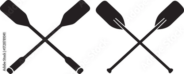 Fototapeta Oar icon, Rowing paddle vector, Kayak paddle illustration, Canoe oar silhouette, Boat paddle graphic, Water sport oar design, Paddle outline drawing, Rowing equipment clipart, Kayaking paddle symbol, 