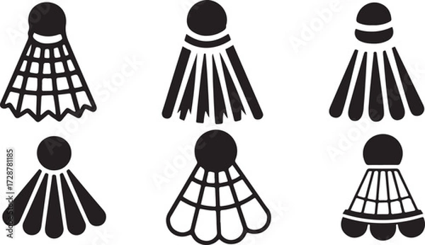 Fototapeta Shuttlecock icon, Badminton shuttle vector, Sports shuttle silhouette, Racket game clipart, Badminton equipment design, Shuttlecock outline graphic, Badminton match symbol, Feather shuttle illustratio