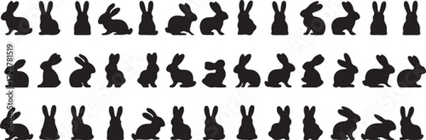 Fototapeta Rabbit icon, Bunny silhouette vector, Cute rabbit face, Pet rabbit clipart, Forest rabbit design, Cartoon bunny illustration, Wild rabbit drawing, Easter bunny logo, Sitting rabbit symbol, Animal rabb