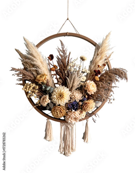 Fototapeta Dried flower arrangement in a circular frame