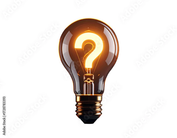 Fototapeta Illuminated lightbulb with question mark (1)