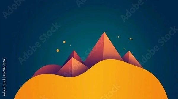 Fototapeta colorful abstract mountain landscape illustration with vibrant geometric shapes and gradient sky