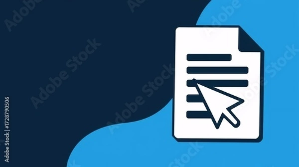 Fototapeta abstract paper file with arrow cursor symbol in modern blue technology and digital style