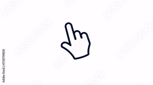 Fototapeta hand pointer click icon in minimal outline style on light background wide