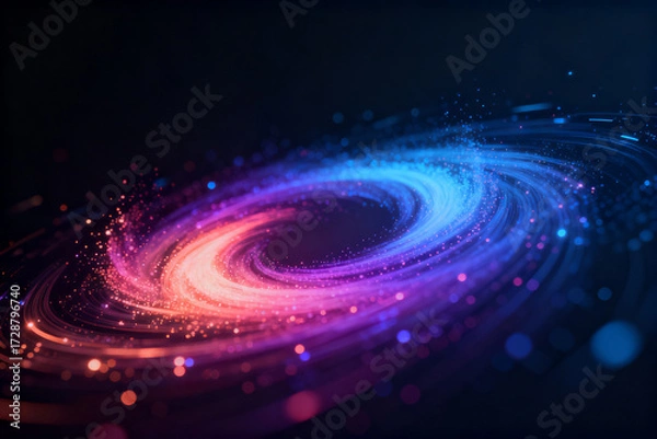 Fototapeta Vibrant cosmic spiral galaxy with swirling colors and star particles in deep space