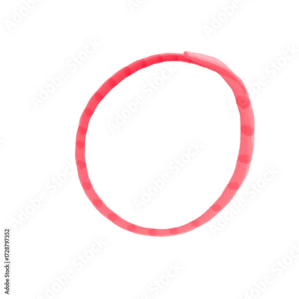 Fototapeta Red circle mark on transparent background. Red highlighter circle icon, Hand drawn circle highlighter line sketch