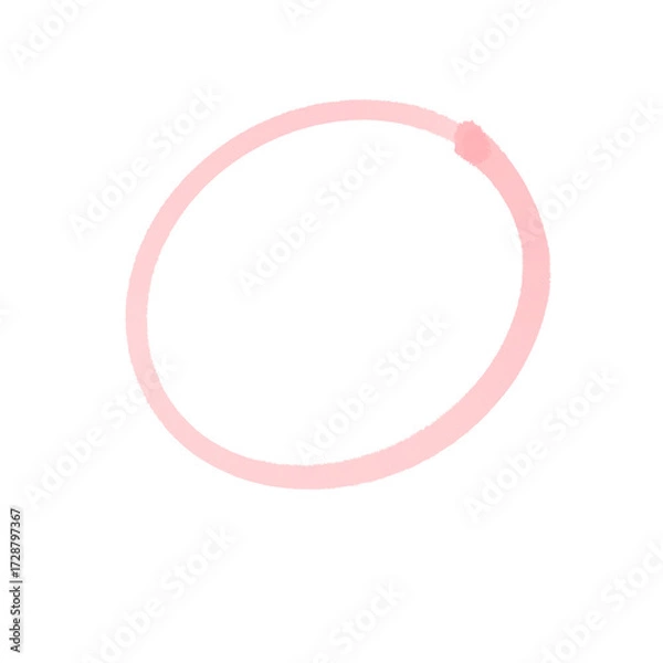 Fototapeta Red circle mark on transparent background. Red highlighter circle icon, Hand drawn circle highlighter line sketch