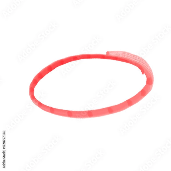 Fototapeta Red circle mark on transparent background. Red highlighter circle icon, Hand drawn circle highlighter line sketch