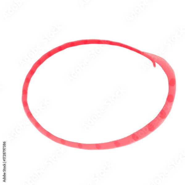 Fototapeta Red circle mark on transparent background. Red highlighter circle icon, Hand drawn circle highlighter line sketch