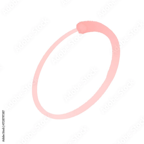 Fototapeta Red circle mark on transparent background. Red highlighter circle icon, Hand drawn circle highlighter line sketch