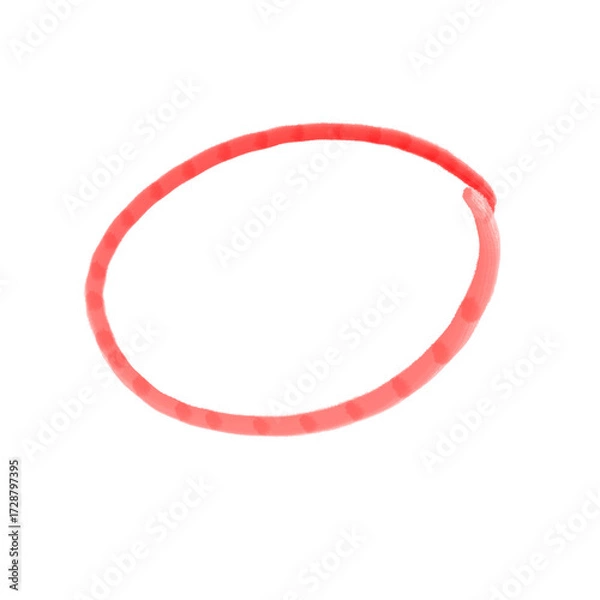 Fototapeta Red circle mark on transparent background. Red highlighter circle icon, Hand drawn circle highlighter line sketch