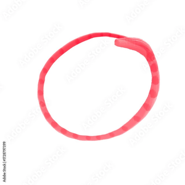 Fototapeta Red circle mark on transparent background. Red highlighter circle icon, Hand drawn circle highlighter line sketch