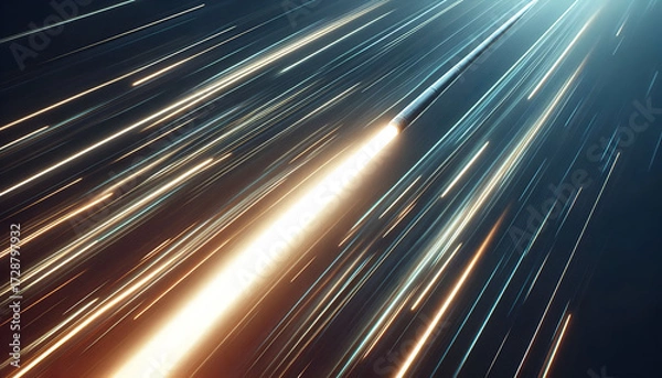 Fototapeta Hypersonic projectile blazing through the darkness with a brilliant light trail