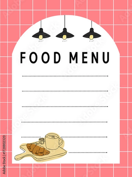 Fototapeta お洒落なカフェのメニュー表・デザイン・手描きイラスト・看板