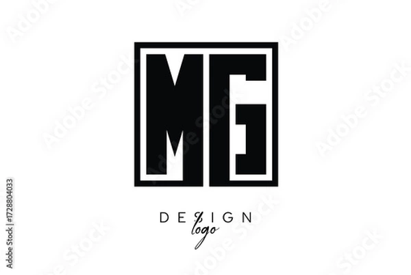 Fototapeta MG Double Letter Monogram Logo – Bold Square Typography Initials for Modern Branding, Identity & Professional Design