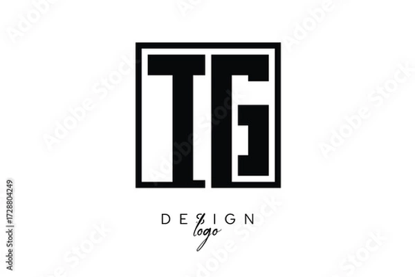 Fototapeta TG Double Letter Monogram Logo – Bold Square Typography Initials for Modern Branding, Identity & Professional Design