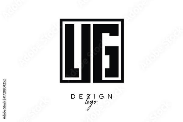 Fototapeta UG Double Letter Monogram Logo – Bold Square Typography Initials for Modern Branding, Identity & Professional Design