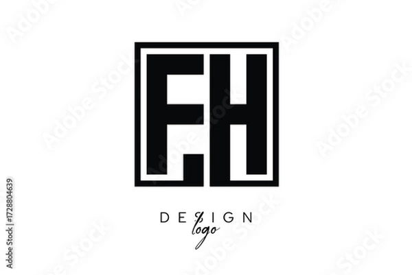 Fototapeta FH Double Letter Monogram Logo – Bold Square Typography Initials for Modern Branding, Identity & Professional Design