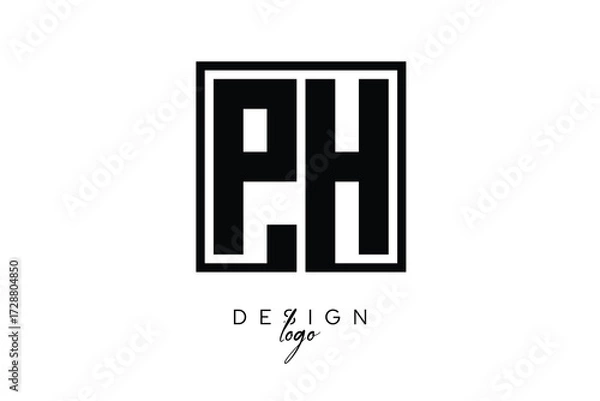 Fototapeta PH Double Letter Monogram Logo – Bold Square Typography Initials for Modern Branding, Identity & Professional Design