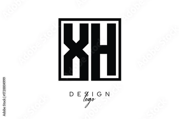 Fototapeta XH Double Letter Monogram Logo – Bold Square Typography Initials for Modern Branding, Identity & Professional Design