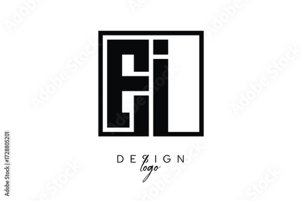 Fototapeta EI Double Letter Monogram Logo – Bold Square Typography Initials for Modern Branding, Identity & Professional Design