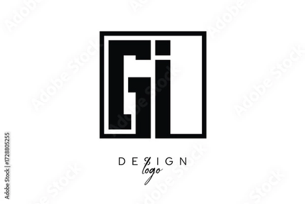 Fototapeta GI Double Letter Monogram Logo – Bold Square Typography Initials for Modern Branding, Identity & Professional Design